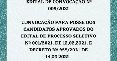 EDITAL DE CONVOCAÇÃO Nº 005/2021