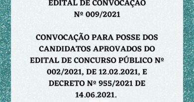 EDITAL DE CONVOCAÇÃO Nº009/2021