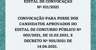 EDITAL DE CONVOCAÇÃO Nº011/2021