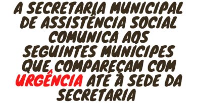 Secretaria Municipal de Assistência Social comunica