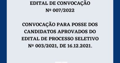 EDITAL DE CONVOCAÇÃO Nº007/2022
