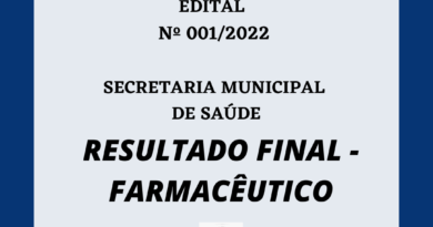 RESULTADO FINAL PROCESSO SELETIVO Nº01/2022 - SECRETARIA MUNICIPAL DE SAÚDE