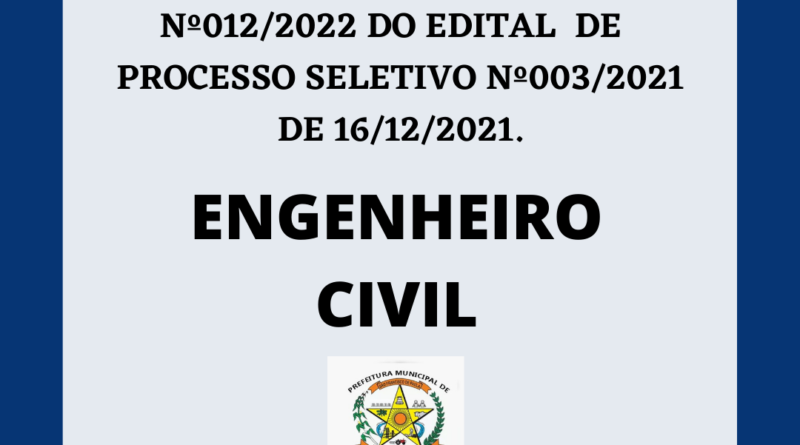 EDITAL DE CONVOCAÇÃO Nº 012/2022