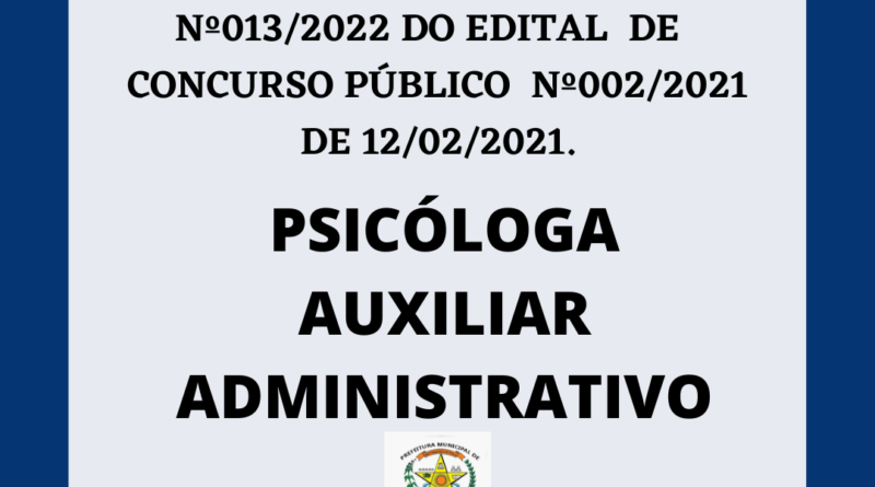 EDITAL DE CONVOCAÇÃO Nº013/2022
