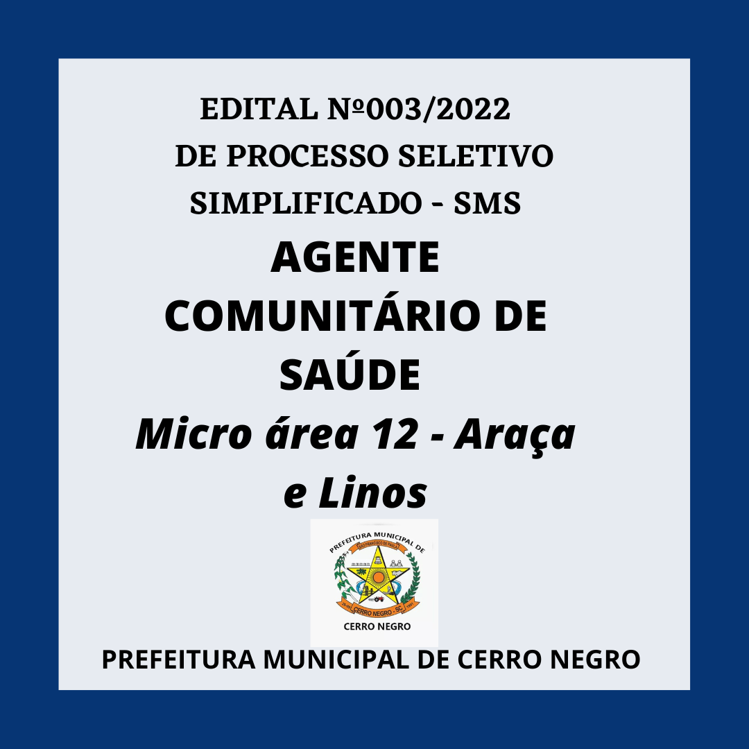 EDITAL Nº 03/2022 - PROCESSO SELETIVO SIMPLIFICADO DA SECRETARIA MUNICIPAL DE SAÚDE