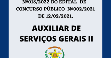 EDITAL DE CONVOCAÇÃO Nº 018/2022