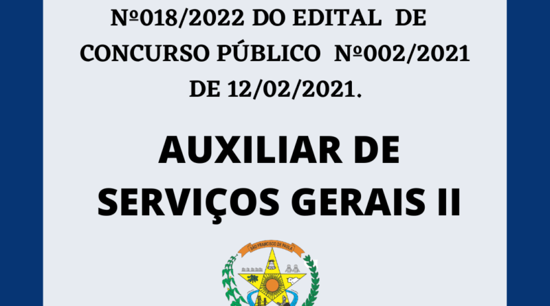 EDITAL DE CONVOCAÇÃO Nº 018/2022