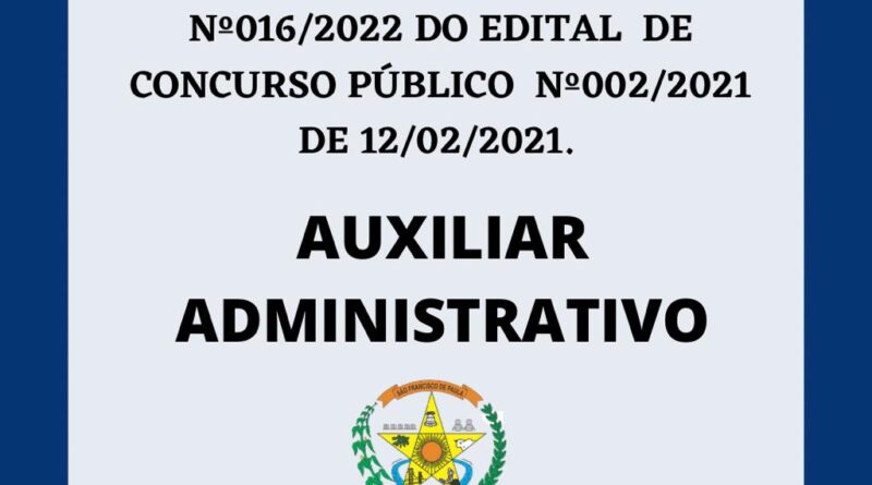 EDITAL DE CONVOCAÇÃO Nº016/2022