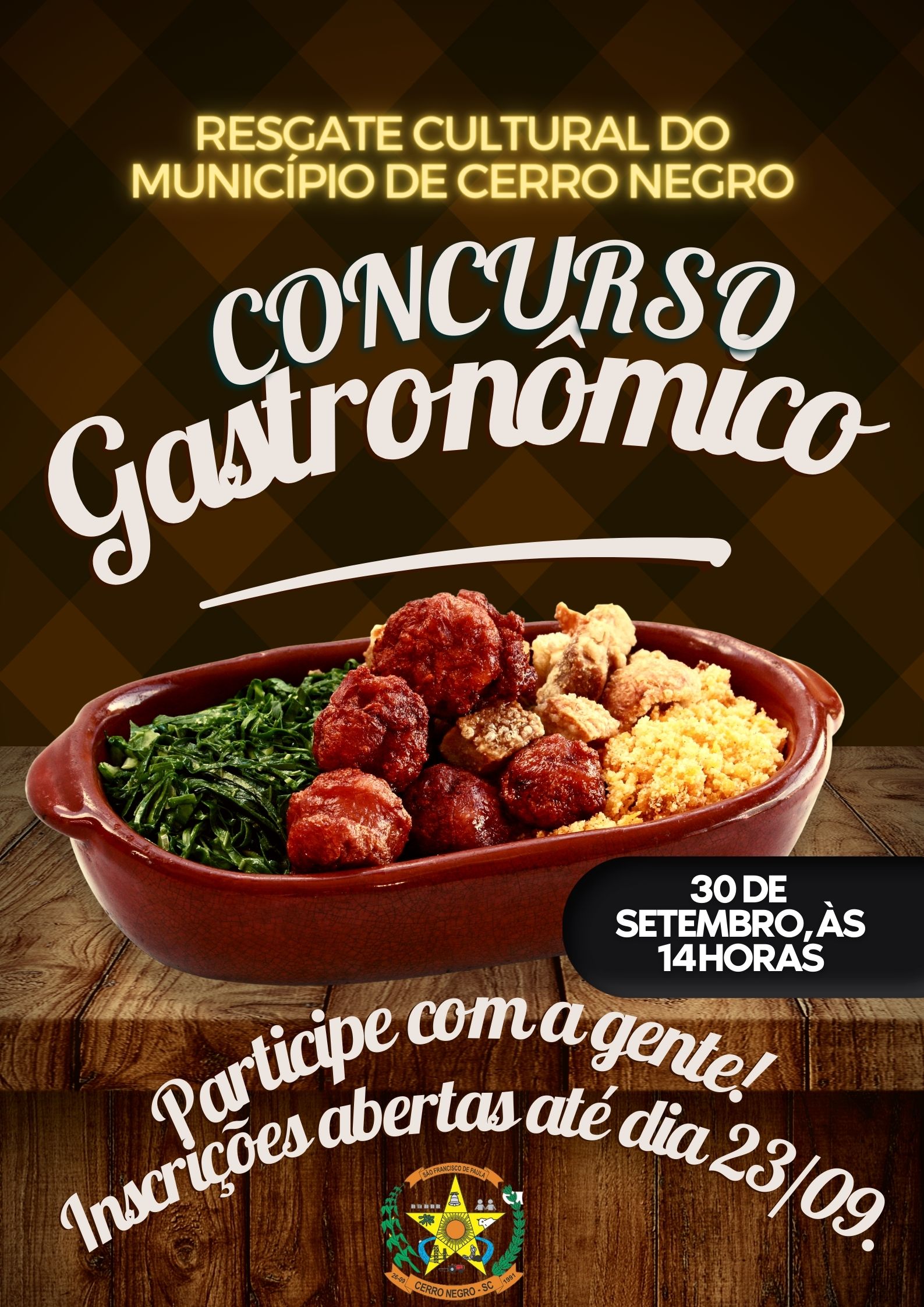 As inscrições para participar do Concurso gastronômico estão abertas até o dia 23/09/2022 às 14:00h.
