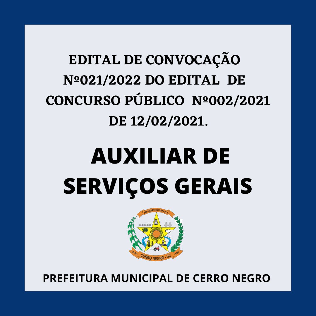 Edital De Convocação Nº 212022 Prefeitura De Cerro Negro 9465