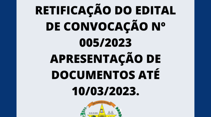 RETIFICAÇÃO 01 DO EDITAL DE CONVOCAÇÃO 003/2023 – Pró-Reitoria de